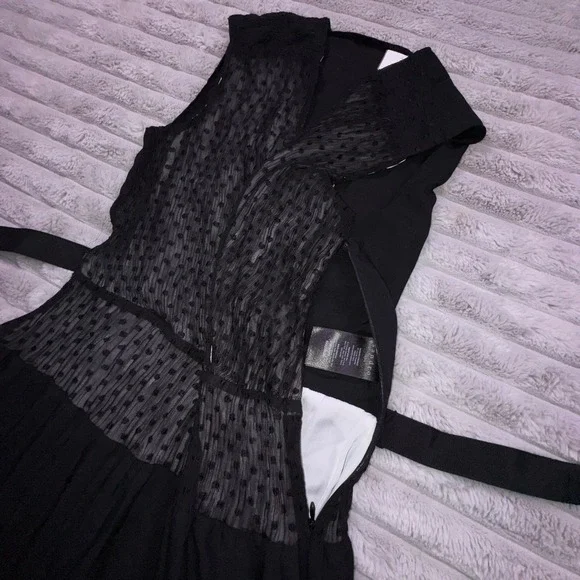 Sandro Paris Women's Small Black Swiss Dot Tiered Ruffle Dress Coquette Luxury - Picture 10 of 15